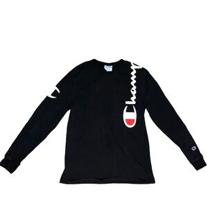 Black Men’s Champion Logo Long-Sleeve Shirt